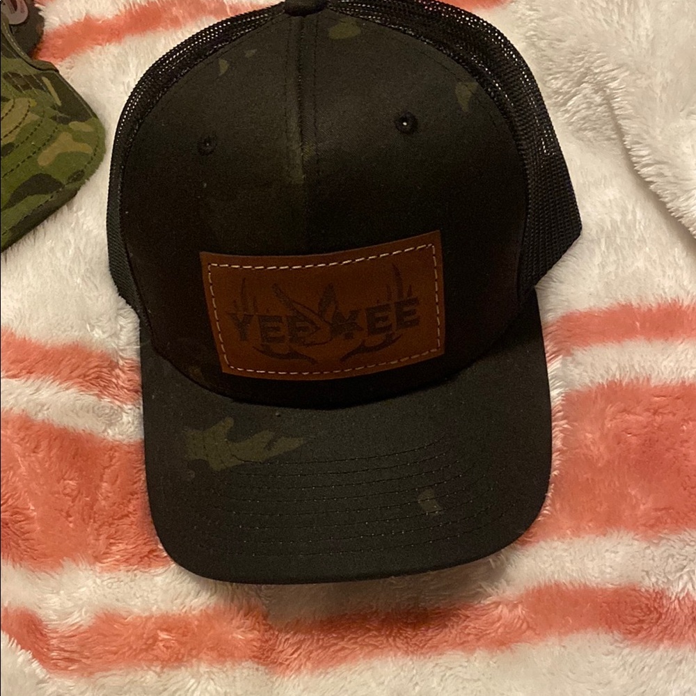 Black Yee Yee Trucker Hat with Brown Patch